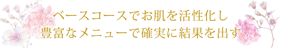 ベースコースでお肌を活性化し 豊富なメニューで確実に結果を出す